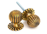 Aged Brass Flower Mortice/Rim Knob Set