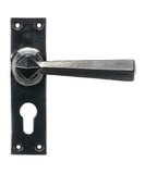Black Straight Lever Euro Lock Set