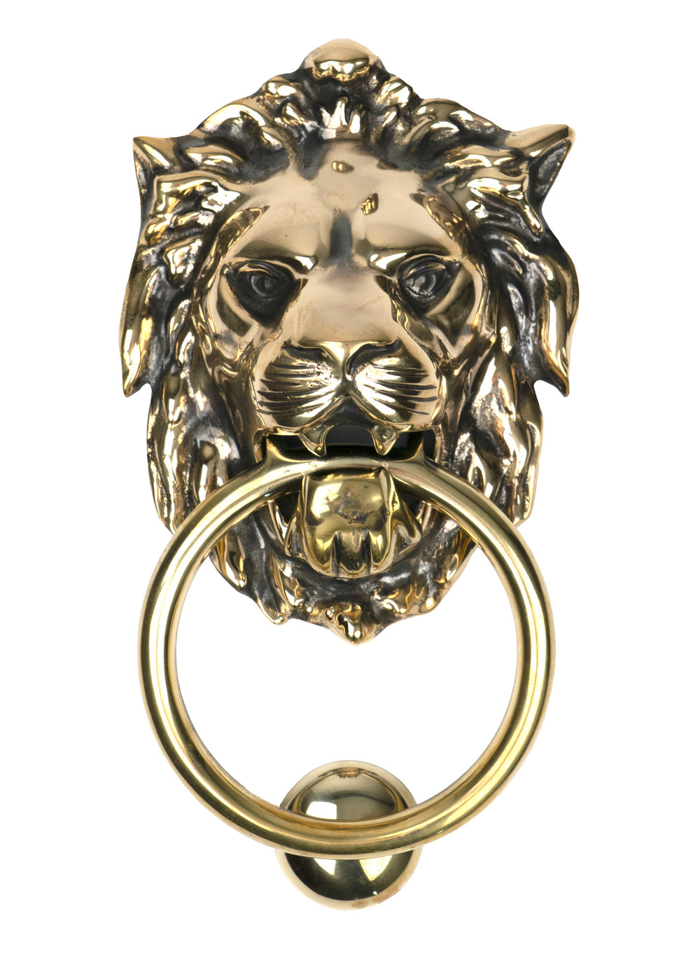 Aged Brass Lion Head Door Knocker