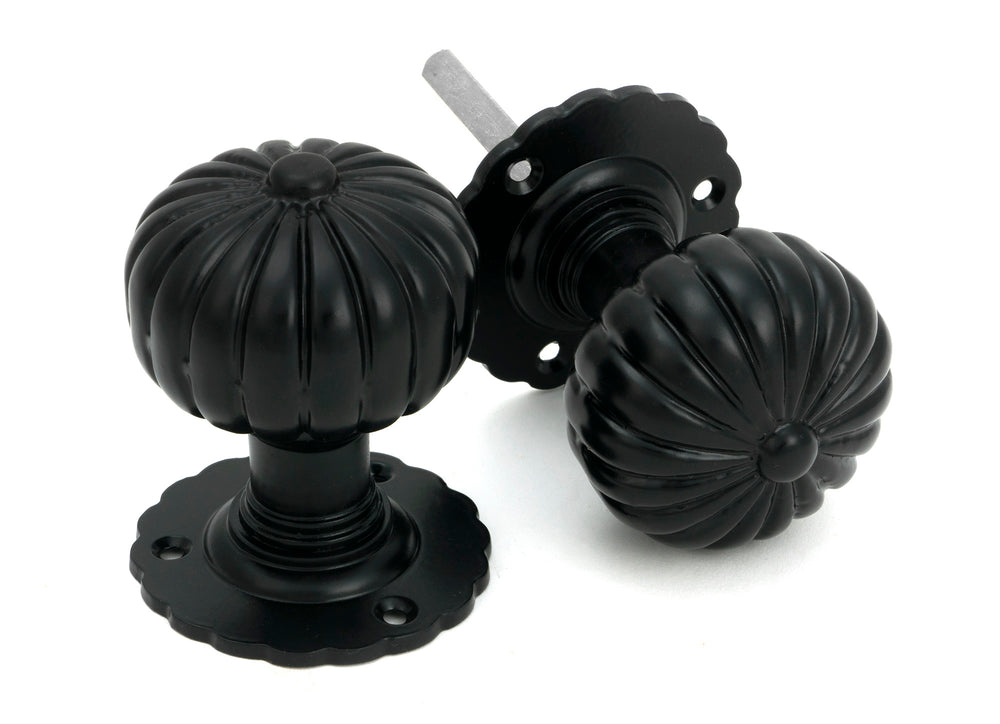 Black Flower Mortice Knob Set