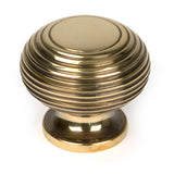 Aged Brass Beehive Cabinet Knob 40mm