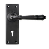Aged Bronze Reeded Lever Lock Set