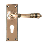 Polished Bronze Reeded Lever Euro Lock Set