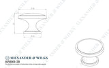 Cambridge Round Cupboard Knob 38mm Dia.