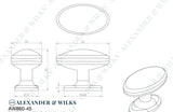 Ashbury Cabinet Knob 45mm Dia.