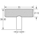 Piccadilly Knurled T Bar Cupboard Knobs