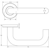 Orbit 19mm Door Handle on 8mm Sprung Rose Grade 304 Satin Stainless Steel