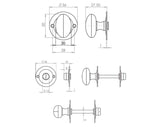 Jedo Bathroom Turn & Release for use with Deadbolts