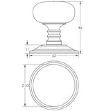 Jedo Mushroom Mortice Door Knobs 62mm Diameter