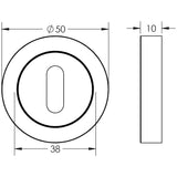 Jedo Dual Standard Keyway Escutcheons on 50mm Round Rose