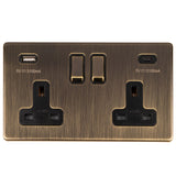 Concealed 3mm 2 Gang USBC Socket