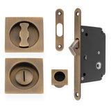 Sliding Door Lock Set - Square Roses - Radius Forend & Strike
