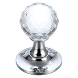 Glass Ball Mortice Knob - Facetted Clear - 50mm