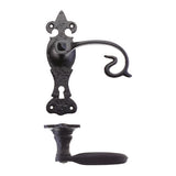 Scroll Lever on Fleur De Lys Backplate - 6" - Lock