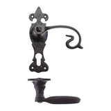 Scroll Lever on Fleur De Lys Backplate - 6" - Euro