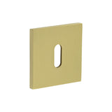 CR-T10 Satin Brass Standard Keyway Square Rose Escutcheon