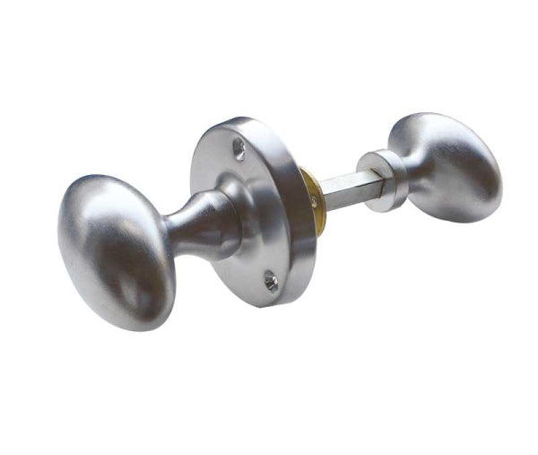 Oval Rim Door Knob Satin Chrome