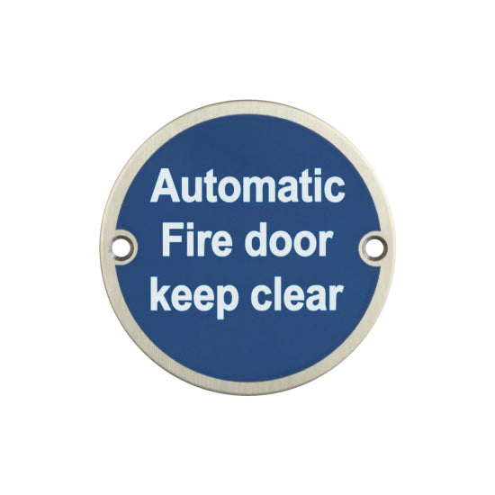 Stainless Steel Automatic Fire Door Keep Clear 75mm Satin Stainless Steel