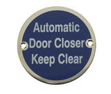 Stainless Steel Automatic Door Closer Keep Clear 75mm Polished Stainless Steel