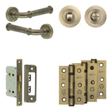 Complete Classic Door Handle Pack - Bathroom - Antique Brass