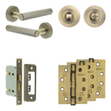 Complete Hex Door Handle Pack - Bathroom - Antique Brass