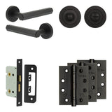 Complete Hex Door Handle Pack - Bathroom - Black