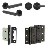 Complete Hex Door Handle Pack - Bathroom - Black