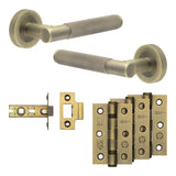 Complete Bari Door Handle Pack - Internal Doors - Antique Brass