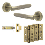 Complete Bari Door Handle Pack - Internal Doors - Antique Brass