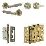 Complete Bari Door Handle Pack - Bathroom - Antique Brass