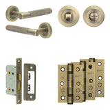 Complete Bari Door Handle Pack - Bathroom - Antique Brass