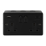 Metal Clad 2 Gang 13Amp (+3.1A) USB C&A Switched Socket