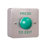 Standard Stainless Steel Plate, Green Dome Steel Button c/w Kobo Back Box - "Press to Exit"