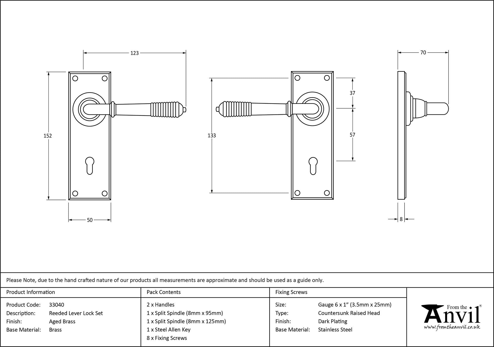 Reeded Lever Lock Set