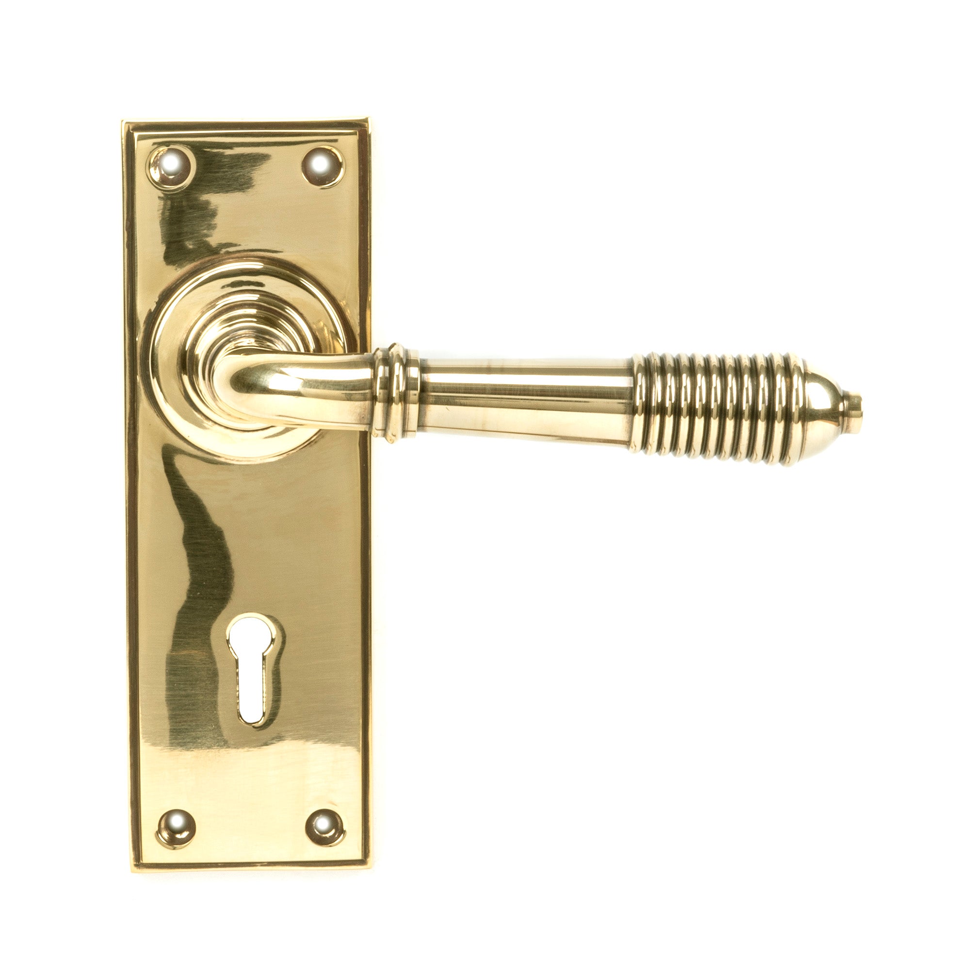Aged Brass Reeded Lever Lock Set