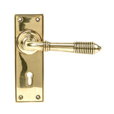 Aged Brass Reeded Lever Lock Set