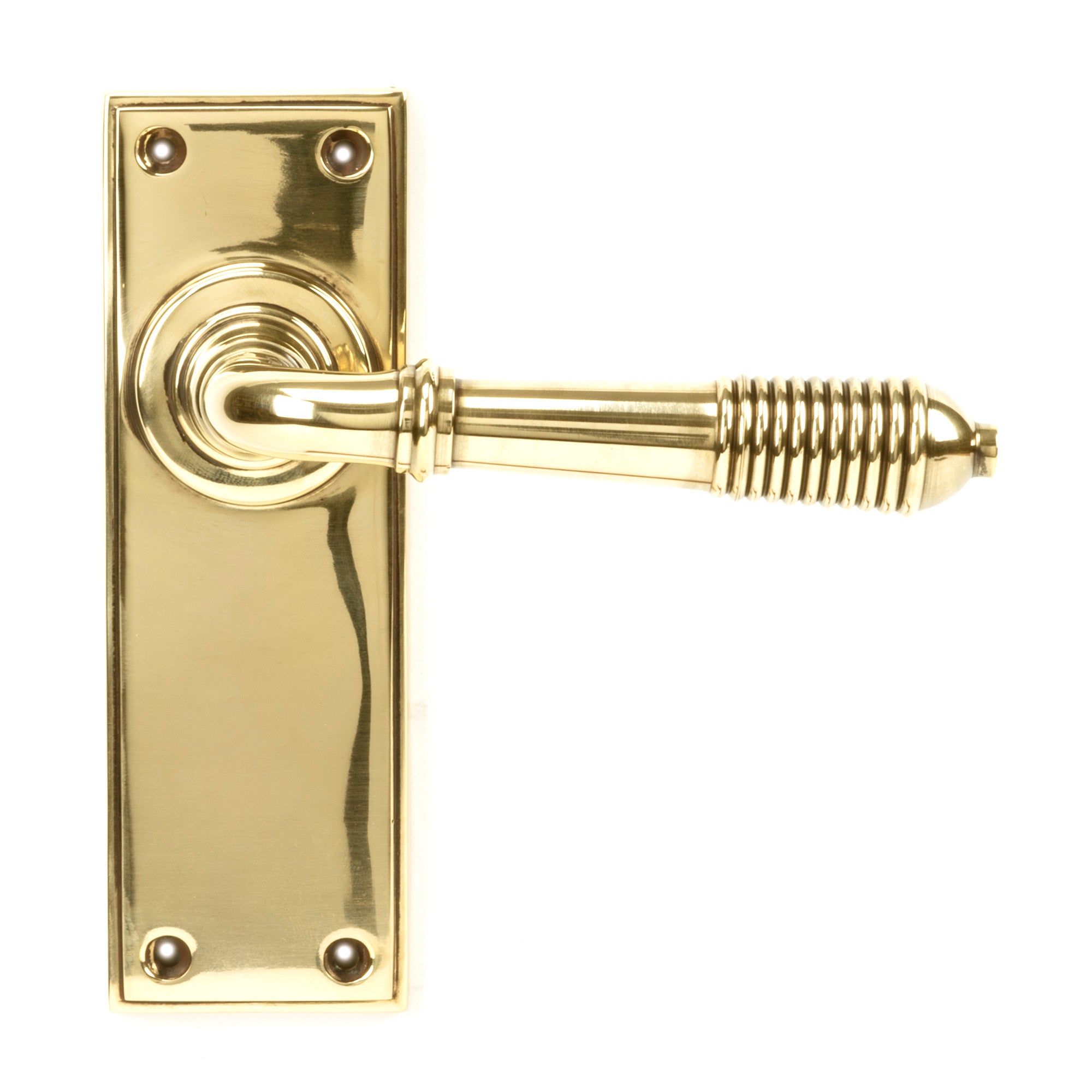 Aged Brass Reeded Lever Latch Set