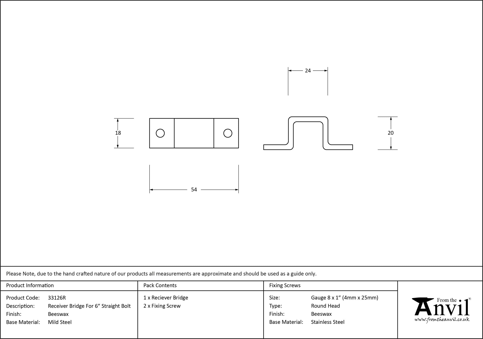 Receiver Bridge for Straight Bolt