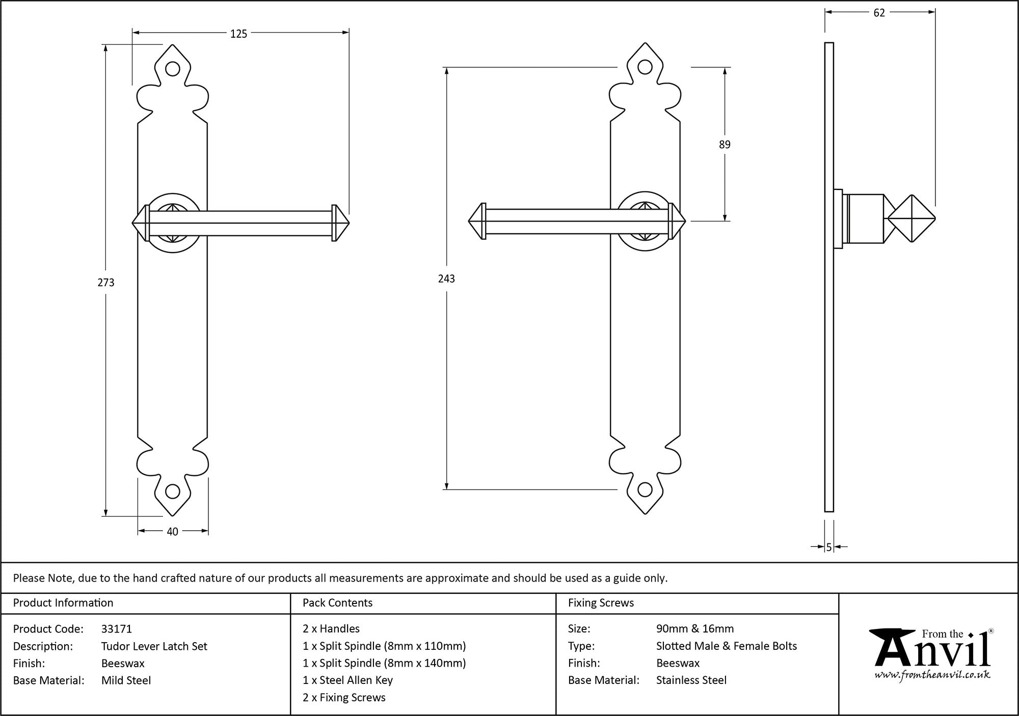 Tudor Lever Latch Set