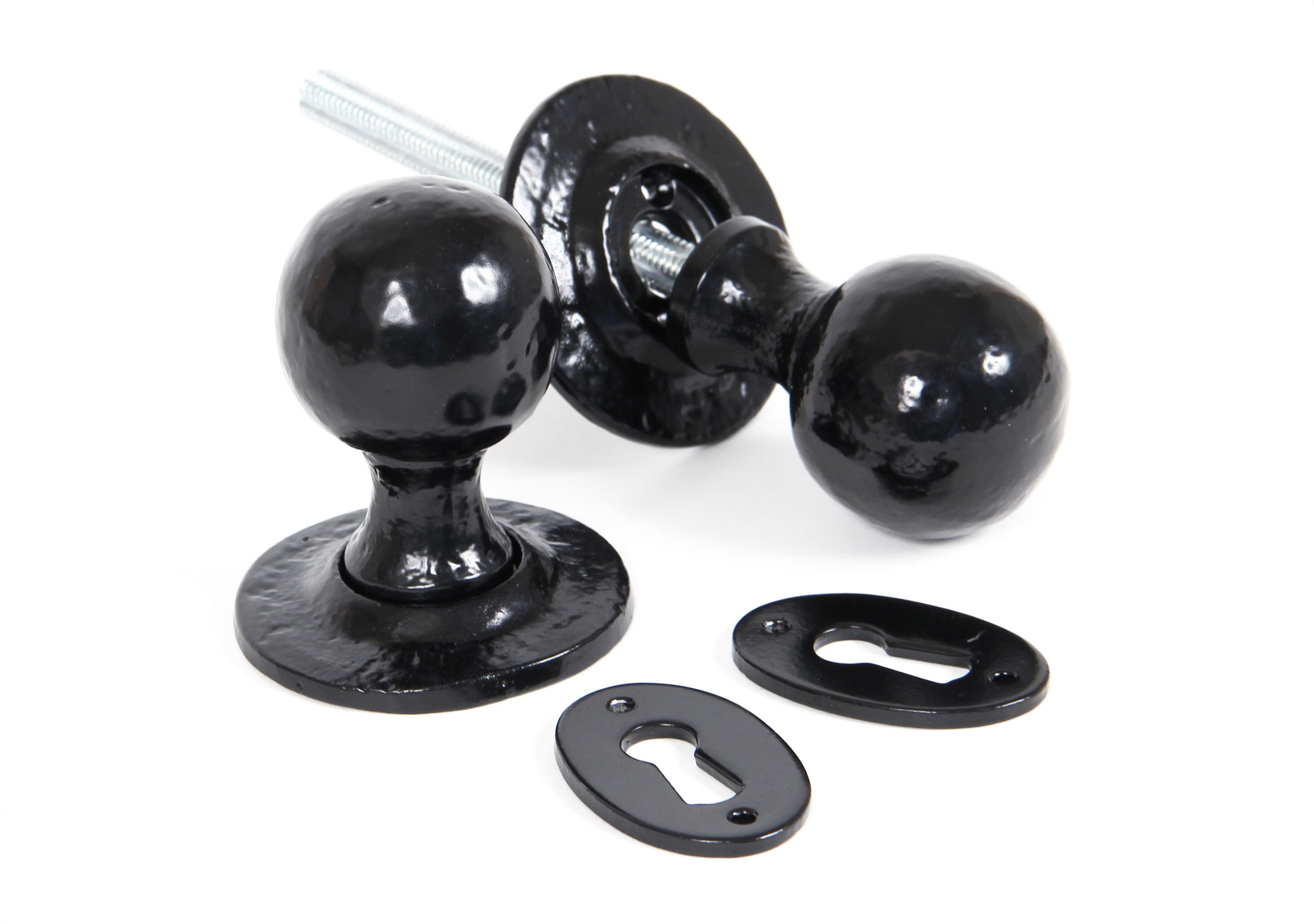 Black Round Mortice/Rim Knob Set
