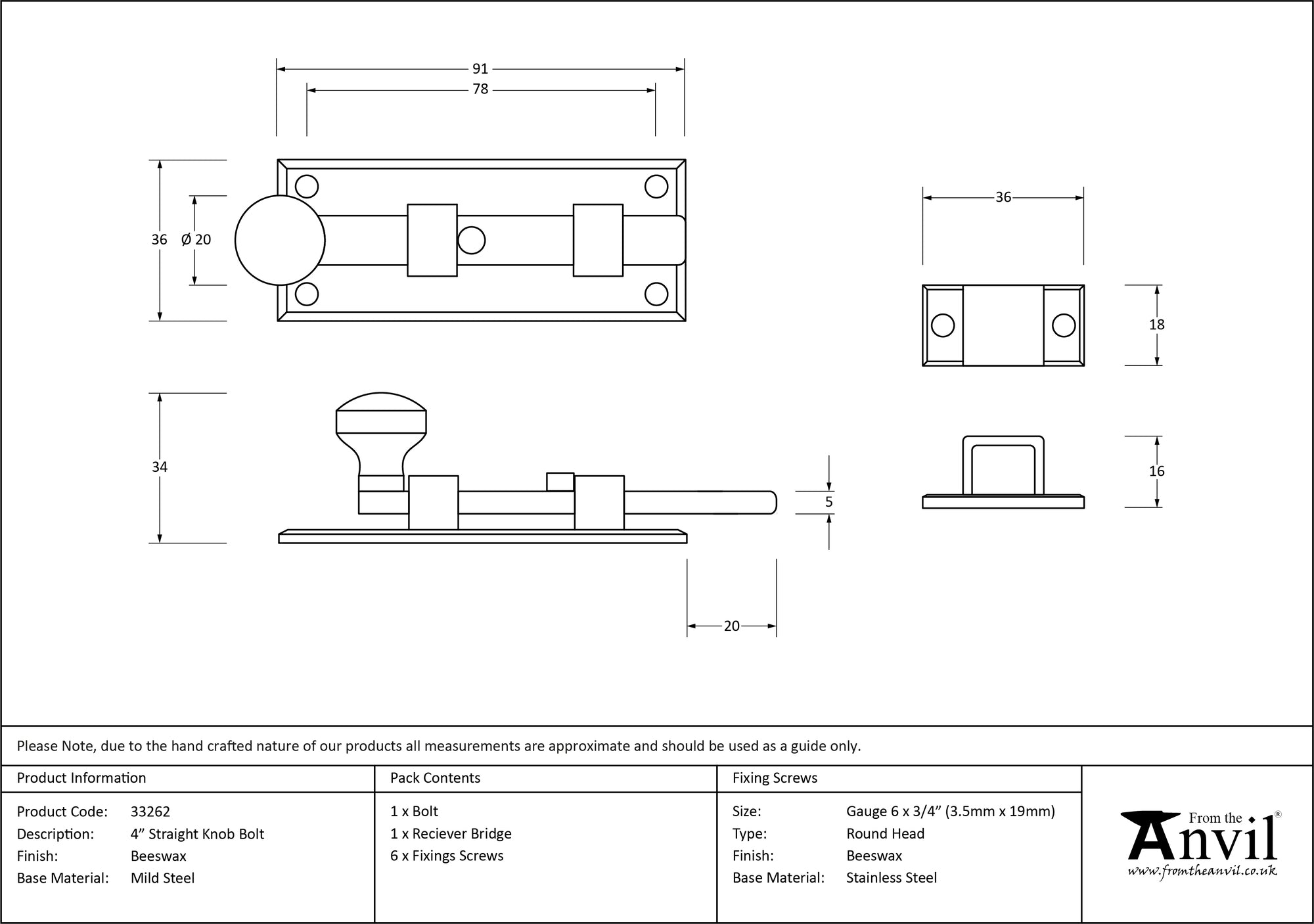 Straight Knob Bolt