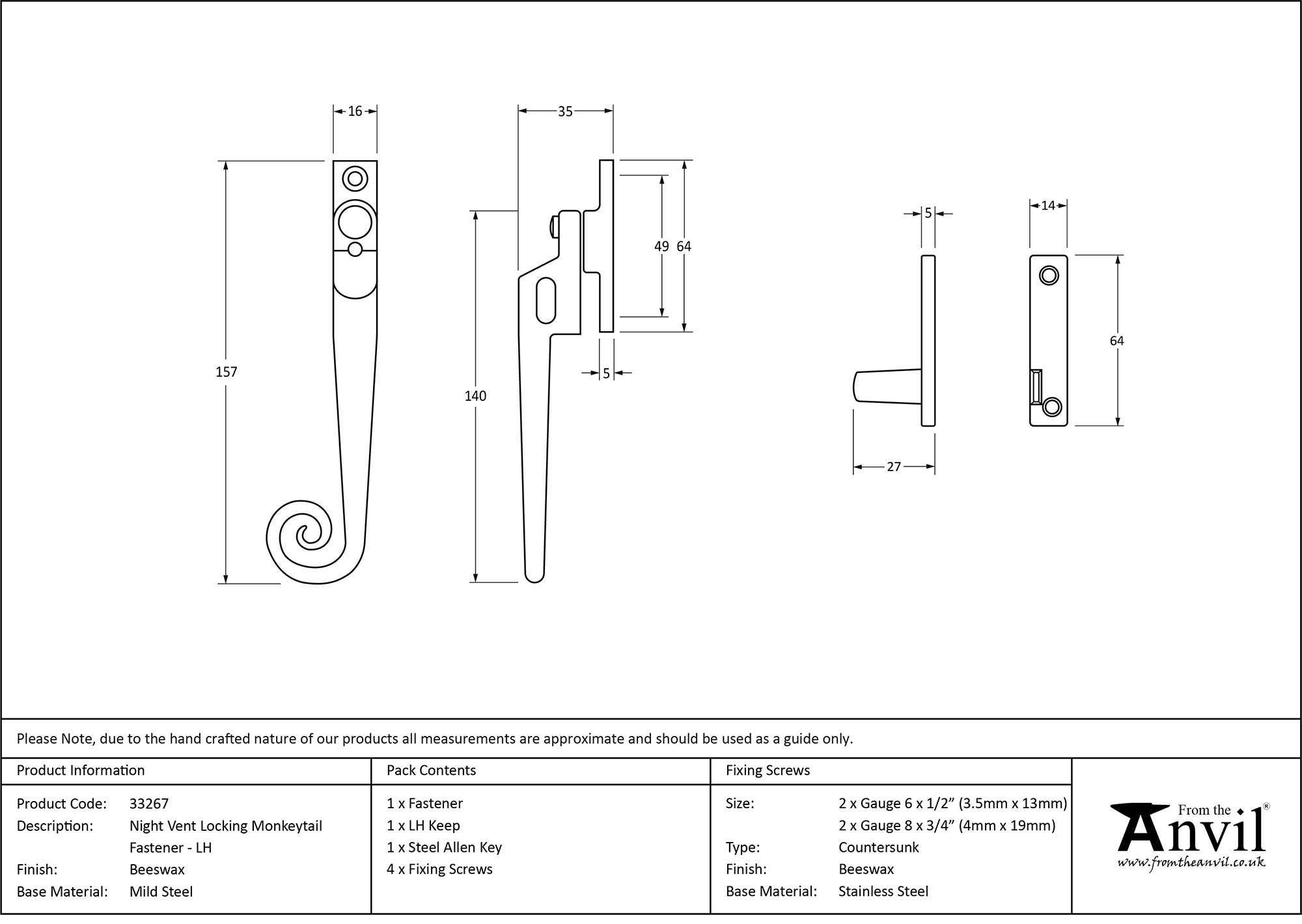 Night-Vent Locking Monkeytail Fastener