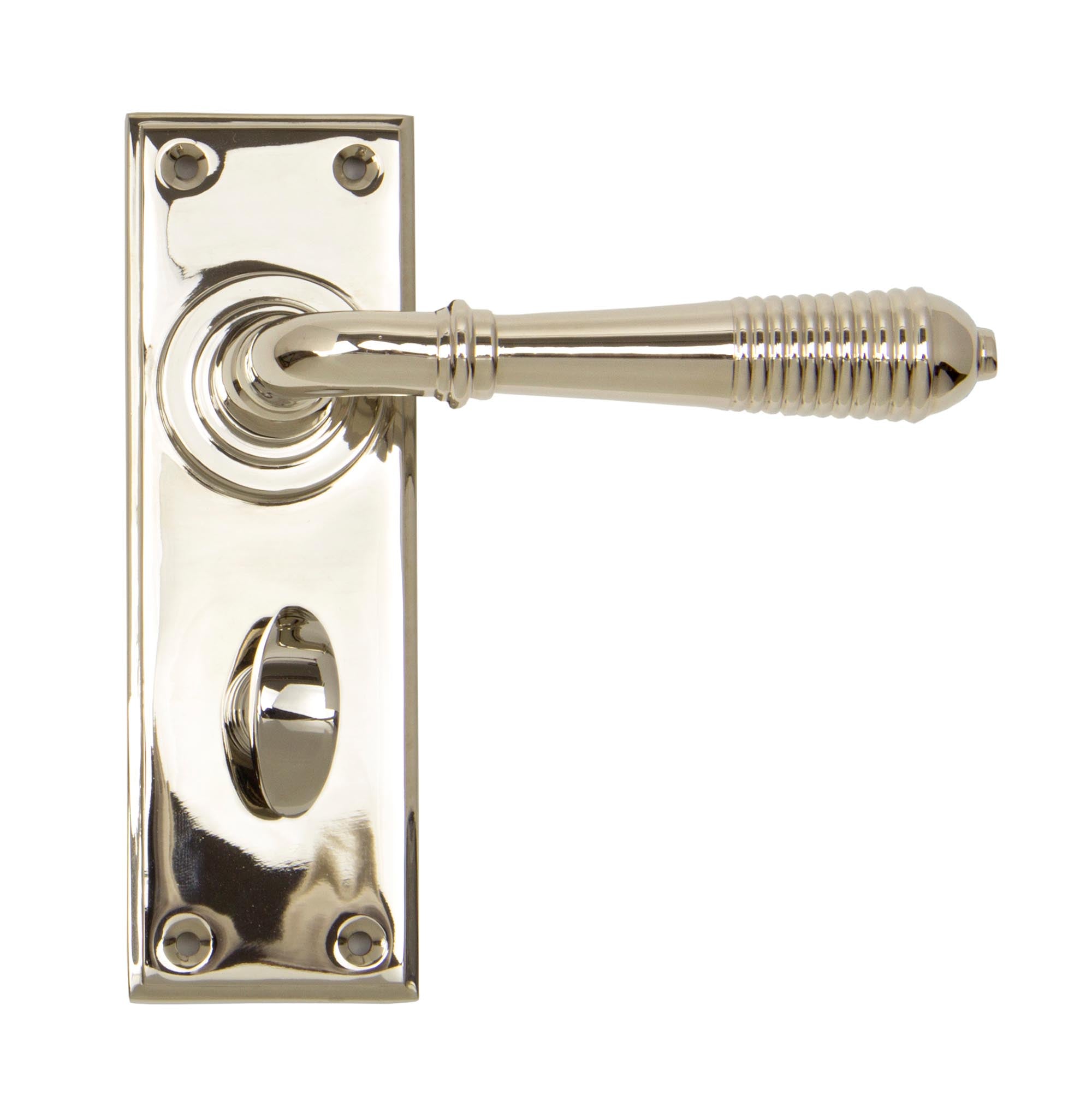 Polished Nickel Reeded Lever Bathroom Set