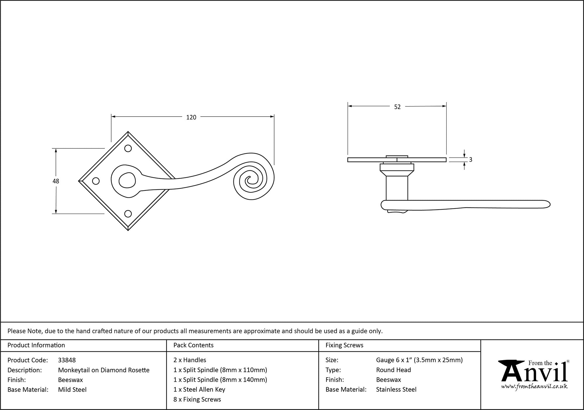 Monkeytail Lever on Rose Set (Diamond)