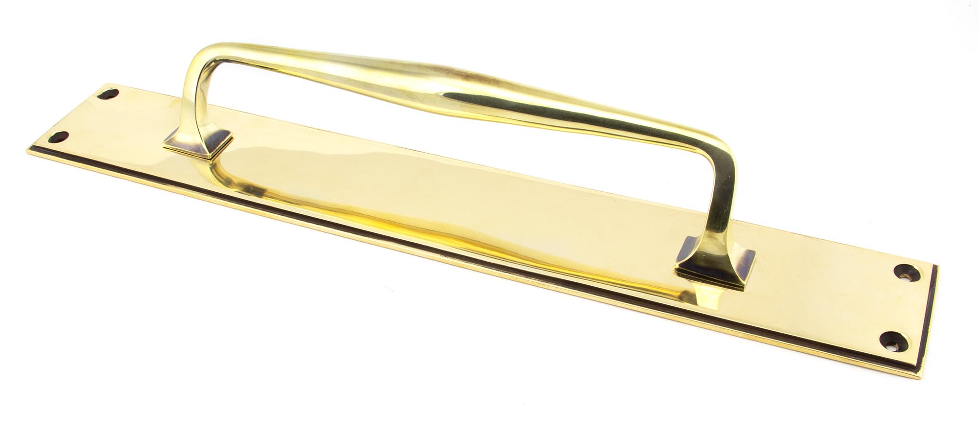 Aged Brass 425mm Art Deco Pull Handle on Backplate