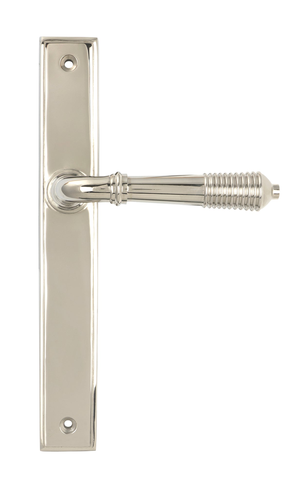 Polished Nickel Reeded Slimline Lever Latch Set