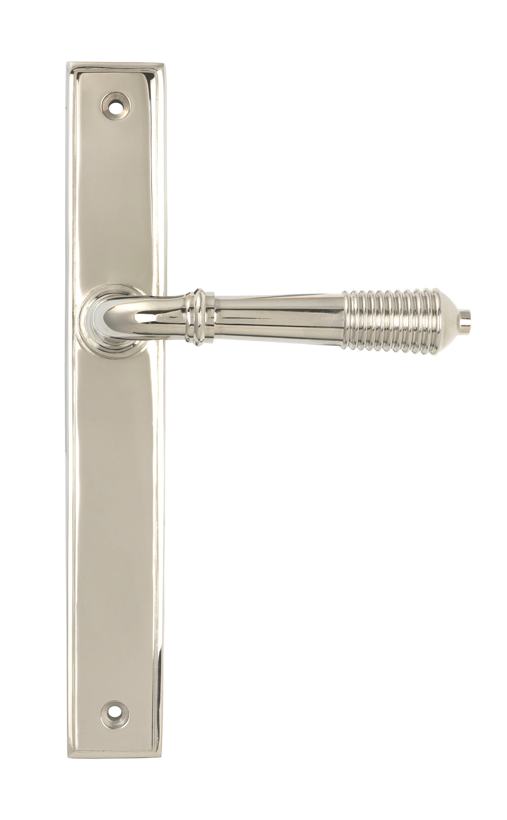 Polished Nickel Reeded Slimline Lever Latch Set