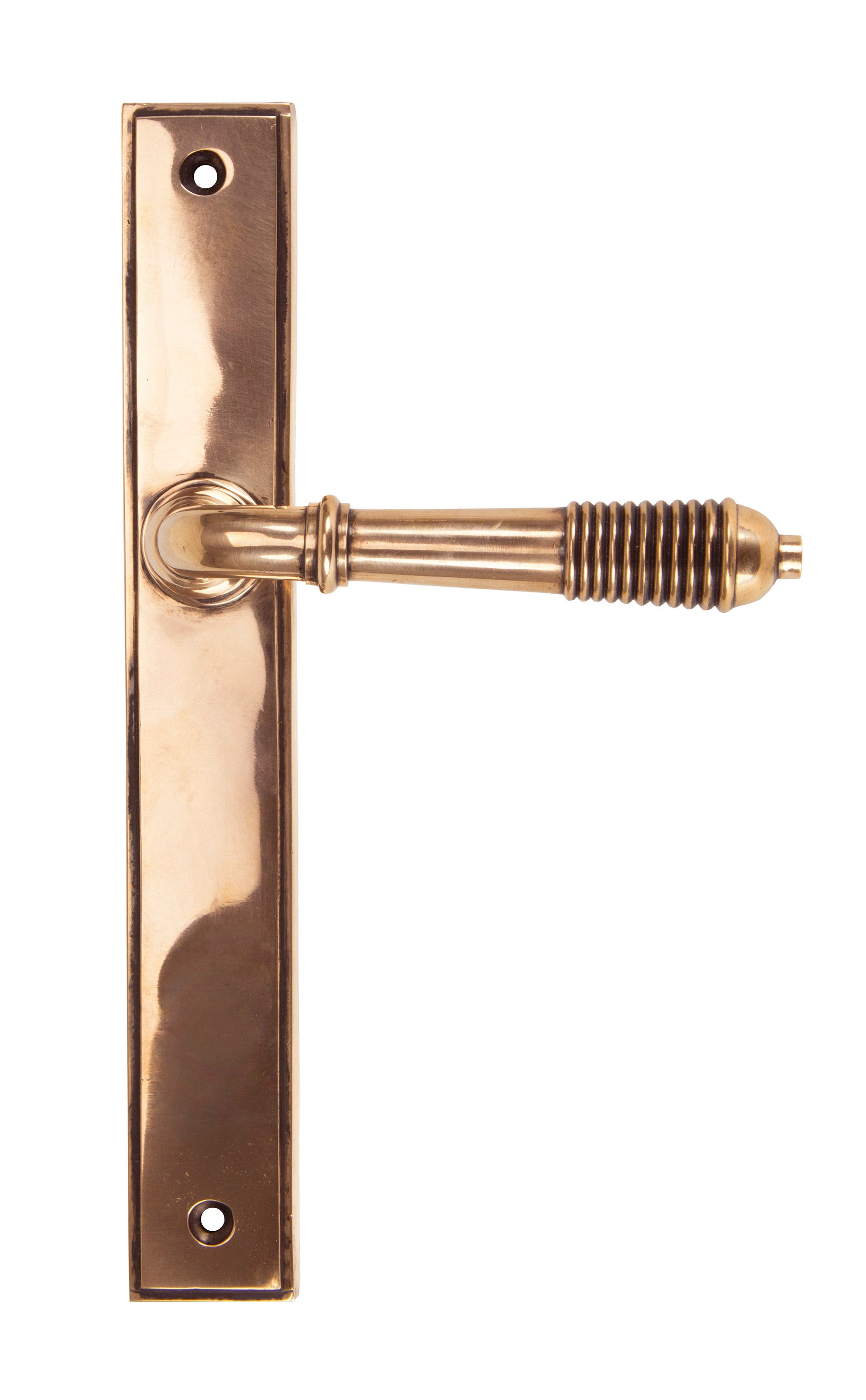Polished Bronze Reeded Slimline Lever Latch Set
