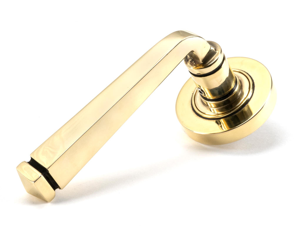 Aged Brass Avon Round Lever on Rose Set (Plain)