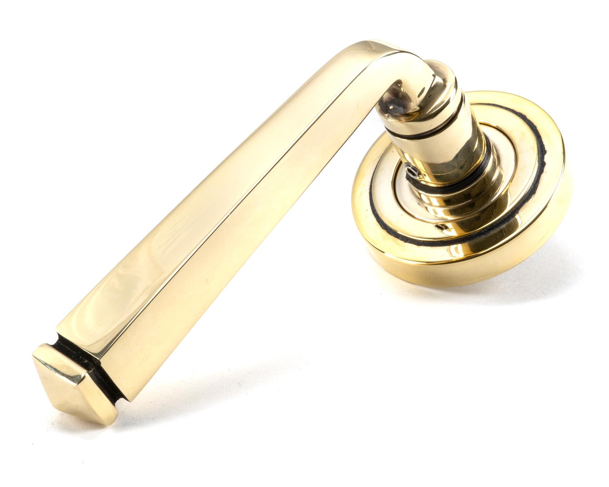 Aged Brass Avon Round Lever on Rose Set (Art Deco)